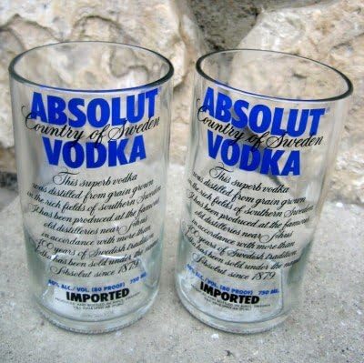 Recycled Absolut Vodka Tumbler - Recycled Bar Glasses (individual)