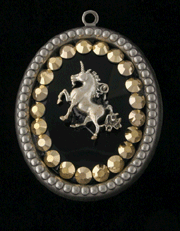Click here to buy Gasoline Glamour Onyx Pointy Sheild Rhinestone Charm Necklace.