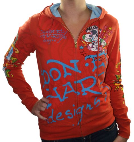 ED HARDY Christian Audigier Death Tattoo Womens Hoodie Sweatshirt