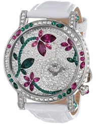 Juicy Couture Womens 1901090 Queen Couture White Embossed Leather Strap Watch