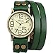 Ailisha Lady Women Green Wrap Leather Strap Bracelet Bangle Analog Quartz Watch WAA391