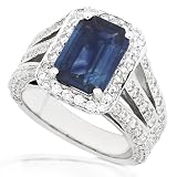 One of a Kind 5-1/3ctw Blue Sapphire & Diamond Ring (HI/SI) in 18kt White Gold