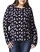 Alya Women Plus Size Birds Print Buttoned Back Top