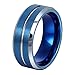 L-Ring 8MM Tungsten Wedding Ring with Groove in the Center Matte Finish and Beveled Edge, Size 6-14