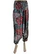 Women Harem Pants Silk Satin Smocked Waist Red Grey Aladdin Capri 38"