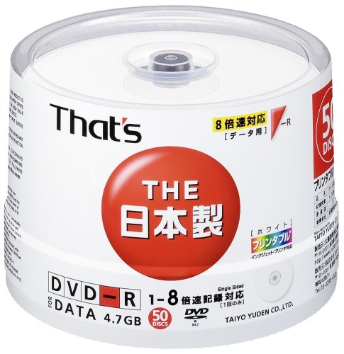 That's データ用DVD-Rプリンタブル 4.7GB 8倍速 50枚入り DVD-R 47WPYSBA