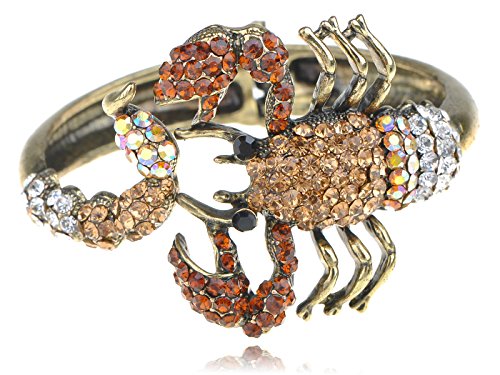 Alilang Gold Scorpion Wrap Bangle Bracelet Topaz Colored Crystal Rhinestone Scorpio