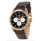 Officina Del Tempo - Sportivo - Chrono - Black Dial - Brown Leather Strap by Officina Del Tempo