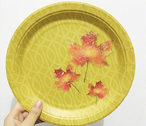 Powerhone Autumn Traditions Thanksgiving Decors Disposable Falling Leaves Plates, Pack of 20pcs