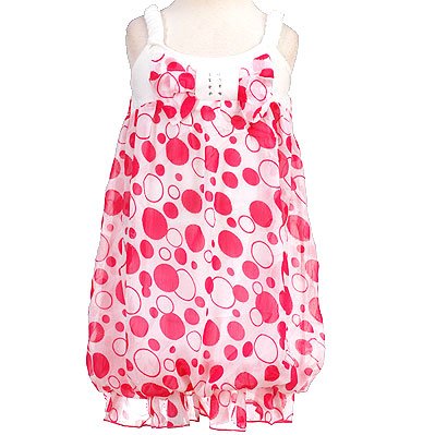 GEGE Toddler Little Girls PINK POLKA DOT Spring Chiffon Dress 2T-6X