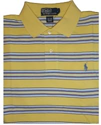 Men's Polo by Ralph Lauren Short Sleeve Polo Shirt Yellow with Multicolored Stripes
