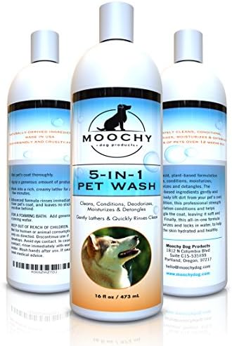Moochy Dog Complete Shampoo And Conditioner - Complete 5-in-1 Pet Wash - Cleans, Conditions, Deodorizes, Moisturizes &amp; Detangles - All Natural Formula And Eco Friendly, Ideal For Sensitive Dog Skin