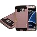 Galaxy S7 Edge Case, Arae Samsung Galaxy S7 Edge [Card-slot] Hybrid Dual Layer Wallet Case, [Brushed Metal Texture] Back with Shock Absorbing TPU Inner Layer for Samsung Galaxy S7 Edge (Rosegold)