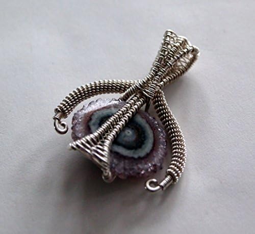 Reversible Amethyst Stalactite Wire Wrapped Necklace - all natural Amethyst Crystal - Sterling Silver - One of a Kind Wire Wrap Pendant
