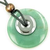 Double Lucky Aventurine and Hematite Large Amulet Gems Necklace