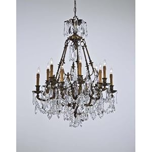 Metropolitan Vintage Oxide Brass Twelve-Light Chandelier with Tan Drip Candlesleeves by Metrolpolitan Lighting