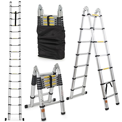 ARKSEN Portable 14.5Ft Aluminum Telescopic Telescoping Ladder Extension