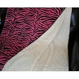 IMAGE OF Hot Pink / Black Zebra Printing Micro Fiber and Faux Fur Reversible Blanket Throw Queen