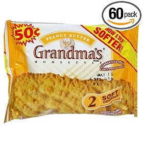 Grandma's Big Cookie, Peanut Butter, 2.50-Ounce Packages (Pack of 60)