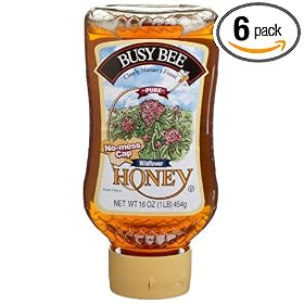 Busy Bee Wildflower Honey, 16-Ounce Inverted Squeeze Bottle (Pack of 6)
