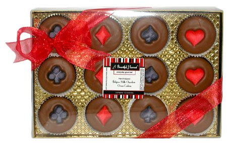 Playing Cards Themed Belgian Dark Chocolate Covered Cream Sandwich Cookies by A Bountiful Harvest