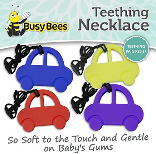 Teething Necklace - Mr Beans Blue Car Is Soft to the Touch and Gentle on Baby's Gums, Yet Firm to Withstand Chewing. Clasps Great to Car Seats or Strollers for Hanging Accessory When Mom Can't Be Right There. Goes Great with Rattles, Toys, and Other Baby Items to Create the Perfect Baby Shower Gift Set or Basket. Excellent Pain Relief Treatment for Children's Oral Discomfort.