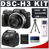 Sony CyberShot DSC-H3 8.1 Megapixel Digital Camera with 10x Optical Zoom + Lexar Media 2GB Platinum II Series Memory Stick (MS) PRO Duo Card + High Speed USB 2.0 Memory Stick (MS) Card Reader + Digital Camera Case