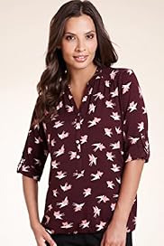 Open Neck Collar Bird Print Shirt