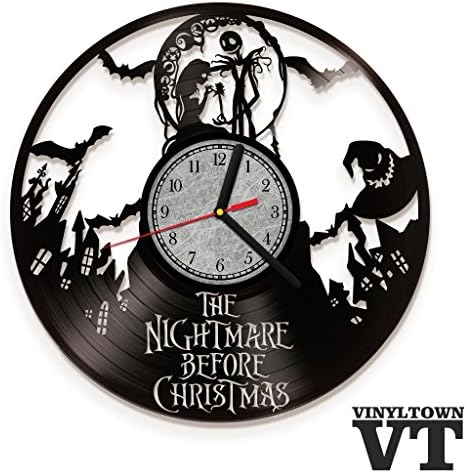 The Nightmare Before Christmas Vinyl Record Wall Clock. Jack Skellington and Sally Home Decor. Perfect gift for fans of Nightmare Before Christmas Movie.