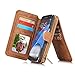 Galaxy S7 Edge Wallet Case,AKHVRS Handmade Genuine Cowhide Leather Wallet Cover Case - Classic Matte Leather Wallet Type Case with Zipper Wallet Case for Samsung Galaxy S7 Edge (Brown)