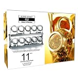 2-TIER 11 PIECE GLASS AND CHROME SPICE RACK