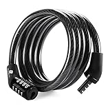 Etronic ® Security Lock M4 Self Coiling Cable Lock, 1.2M (4-Feet) X 8MM (5/16-Inch)
