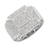 1.20 Ct Men's Sterling Silver Ring With White Cubic Zirconia Cz