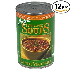 Amy's Organic Lentil Vegetable Low Salt Soup, 14.5-Ounce Cans (Pack of 12)