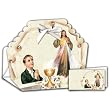 12 First Holy Communion "Boy and Divine Mercy" Bombonieras with Thank You Cards in Spanish: Pre-Packaged, 4x4.5", Envelopes Included, Made in Italy!