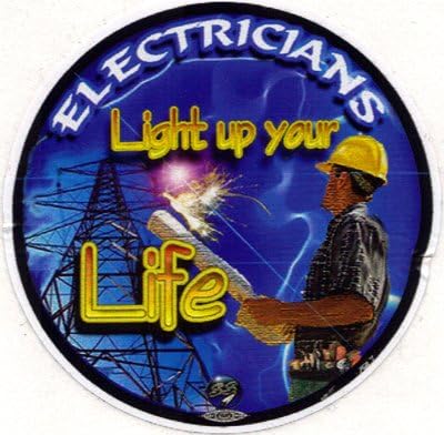 5 Electrician Full Color Hardhat Stickers BW3