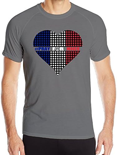 GYWEVD Men's Heart France Flag Pray For Nice Short-sleeve Workout T-shirt DeepHeather