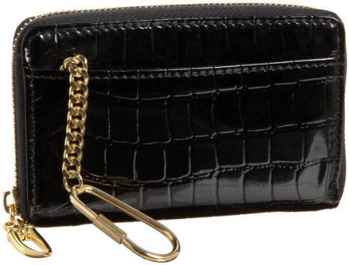 Tusk Croc-Embossed Zipper Coin/Card/Key Case,Black,one size