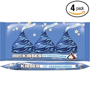 Hershey's Easter Milk Chocolate Kisses Filled with Coconut Crème, 10-Ounce Packages (Pack of 4)