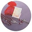 Confirmation Gift Card with Silver Tone Rosary in Red Gift Package