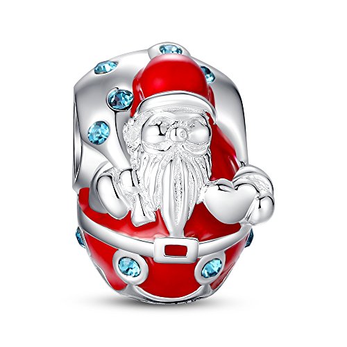 Glamulet Santa Claus Christmas Gift Charm 925 Sterling Silver Fits Pandora Bracelet Ideal Jewelry Gifts for Birthday, Anniversary, for Women, Mom, Wife, Girls