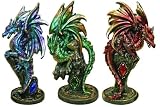 Single, Fantasy Dragon on Jeweled Piller Figurine 4