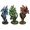 Single, Fantasy Dragon on Jeweled Piller Figurine 4"
