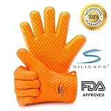 Silicone BBQ Gloves #1 Best Heat Resistant Oven Cooking Grill Gloves, Waterproof and Dishwasher Safe.