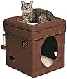 MidWest Homes for Pets Curious Cat Cube, Brown Suede