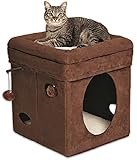 MidWest Homes for Pets Curious Cat Cube, Brown Suede