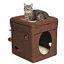 MidWest Homes for Pets Curious Cat Cube, Brown Suede