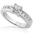 1.00ctw Princess Cut Diamond Ring in 14k White Gold (HI/SI)