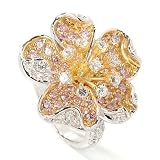 Sterling Silver / Gold Plated Cubic Zirconia Intricate Flower Ring
