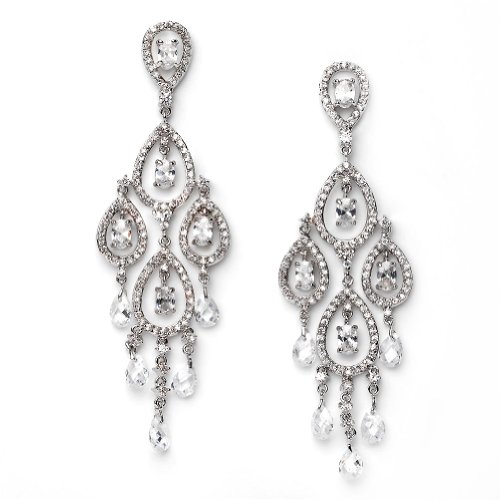 Wedding Jewelry, Cubic Zirconia Chandelier Earrings 1134